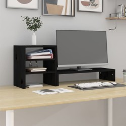 vidaXL Monitorständer Schwarz 81x20x30 cm Massivholz Kiefer