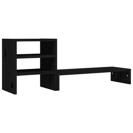 vidaXL Monitorständer Schwarz 81x20x30 cm Massivholz Kiefer