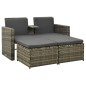 vidaXL 3-tlg. Garten-Lounge-Set mit Auflagen Poly Rattan Grau vidaXL 3-tlg. Garten-Lounge-Set mit Auflagen Poly Rattan Grau