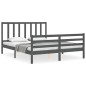 vidaXL Massivholzbett mit Kopfteil Grau 160x200 cm vidaXL Massivholzbett mit Kopfteil Grau 160x200 cm