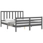 vidaXL Massivholzbett mit Kopfteil Grau 160x200 cm vidaXL Massivholzbett mit Kopfteil Grau 160x200 cm