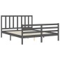 vidaXL Massivholzbett mit Kopfteil Grau 160x200 cm vidaXL Massivholzbett mit Kopfteil Grau 160x200 cm
