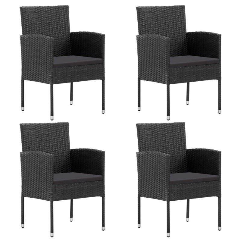 Gartenstühle 4 Stk. Poly Rattan Schwarz Gartenstühle 4 Stk. Poly Rattan Schwarz
