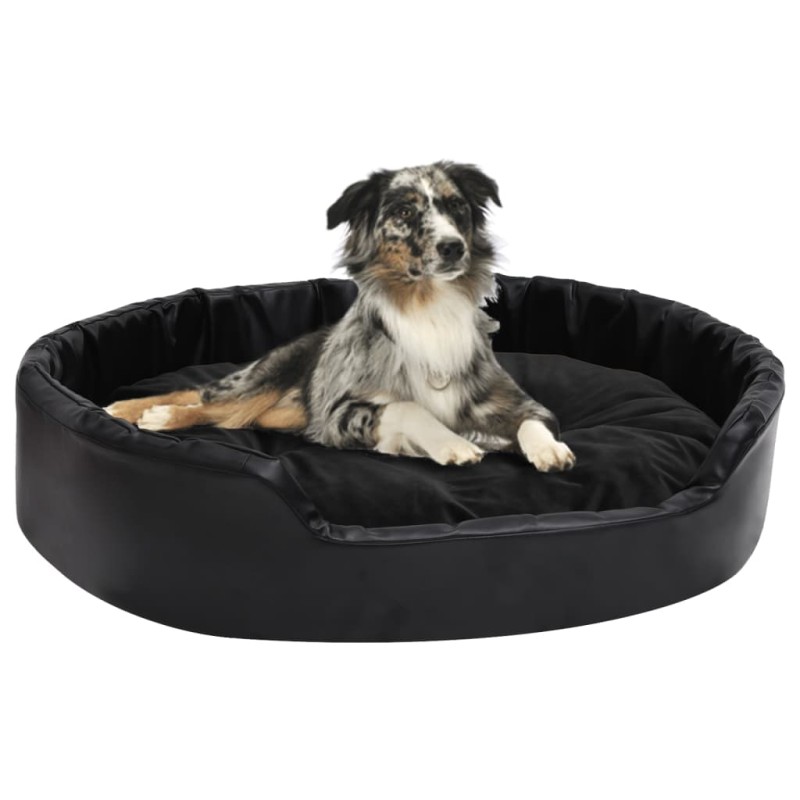 vidaXL Hundebett Schwarz 90x79x20 cm Plüsch und Kunstleder vidaXL Hundebett Schwarz 90x79x20 cm Plüsch und Kunstleder
