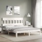 vidaXL Massivholzbett mit Kopfteil Weiß 160x200 cm vidaXL Massivholzbett mit Kopfteil Weiß 160x200 cm