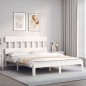 vidaXL Massivholzbett mit Kopfteil Weiß 160x200 cm vidaXL Massivholzbett mit Kopfteil Weiß 160x200 cm