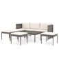 6-tlg. Garten-Lounge-Set mit Kissen Poly Rattan Grau 6-tlg. Garten-Lounge-Set mit Kissen Poly Rattan Grau