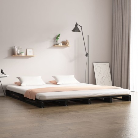 vidaXL Palettenbett Schwarz 200x200 cm Massivholz Kiefer