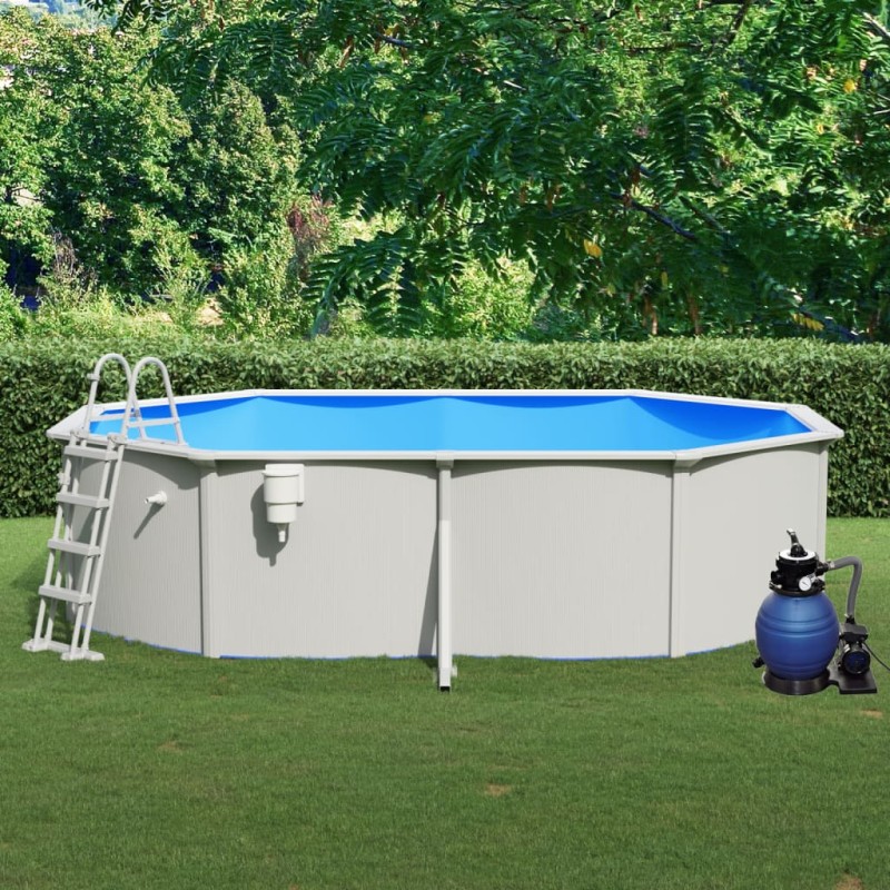 vidaXL Pool mit Sandfilterpumpe und Leiter 490x360x120 cm vidaXL Pool mit Sandfilterpumpe und Leiter 490x360x120 cm