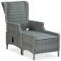 Verstellbarer Gartensessel mit Fußhocker Poly Rattan Hellgrau Verstellbarer Gartensessel mit Fußhocker Poly Rattan Hellgrau