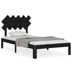 vidaXL Massivholzbett mit Kopfteil Schwarz 100x200 cm