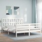 vidaXL Massivholzbett mit Kopfteil Weiß 160x200 cm vidaXL Massivholzbett mit Kopfteil Weiß 160x200 cm