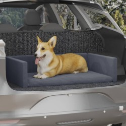 vidaXL Kofferraum-Hundebett Grau 110x70 cm Leinenoptik