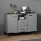 vidaXL Sideboard OSLO mit Metallbeinen Grau 113x40x77 cm Massivholz vidaXL Sideboard OSLO mit Metallbeinen Grau 113x40x77 cm Massivholz