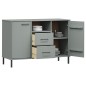 vidaXL Sideboard OSLO mit Metallbeinen Grau 113x40x77 cm Massivholz vidaXL Sideboard OSLO mit Metallbeinen Grau 113x40x77 cm Massivholz