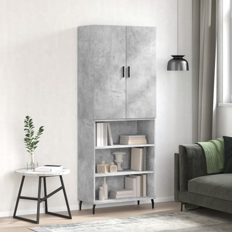 Highboard Betongrau 69,5x34x180 cm Holzwerkstoff Highboard Betongrau 69,5x34x180 cm Holzwerkstoff