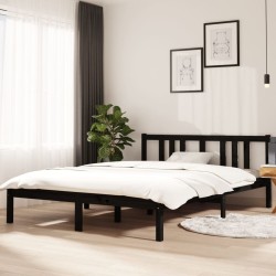 vidaXL Massivholzbett Schwarz 140x200 cm