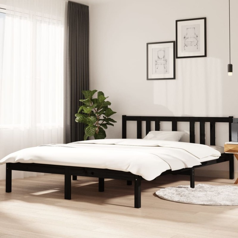 vidaXL Massivholzbett Schwarz 140x200 cm vidaXL Massivholzbett Schwarz 140x200 cm
