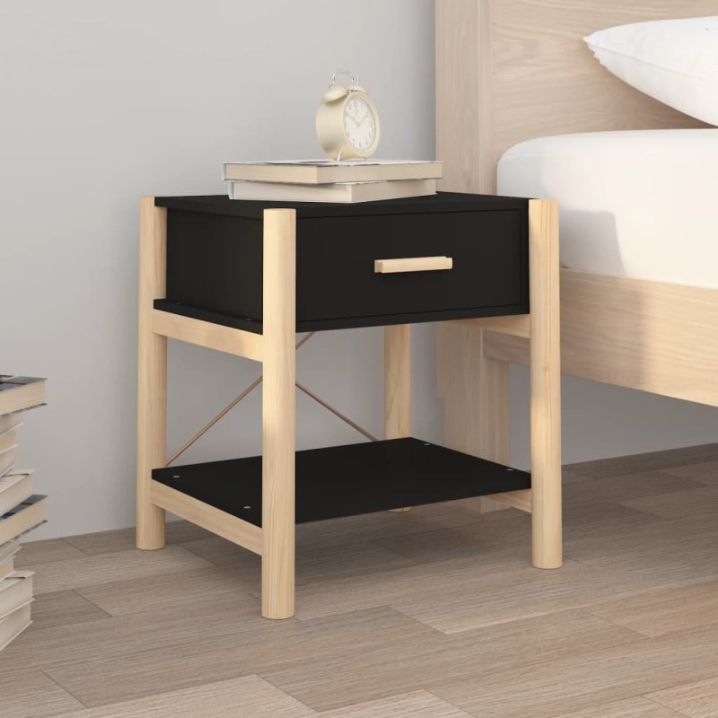 vidaXL Nachttisch Schwarz 42x38x45 cm Holzwerkstoff vidaXL Nachttisch Schwarz 42x38x45 cm Holzwerkstoff