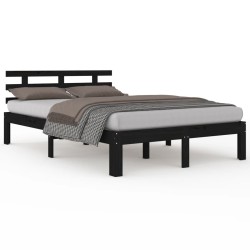 vidaXL Massivholzbett Schwarz 140x190 cm