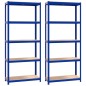 vidaXL Regale mit 5 Böden 2 Stk. Blau Stahl & Holzwerkstoff vidaXL Regale mit 5 Böden 2 Stk. Blau Stahl & Holzwerkstoff