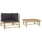 2-tlg. Garten-Lounge-Set mit Dunkelgrauen Kissen Bambus 2-tlg. Garten-Lounge-Set mit Dunkelgrauen Kissen Bambus