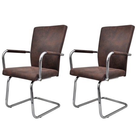 vidaXL Freischwinger 2 Stk. Braun Leathaire 
