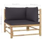 2-tlg. Garten-Lounge-Set mit Dunkelgrauen Kissen Bambus 2-tlg. Garten-Lounge-Set mit Dunkelgrauen Kissen Bambus