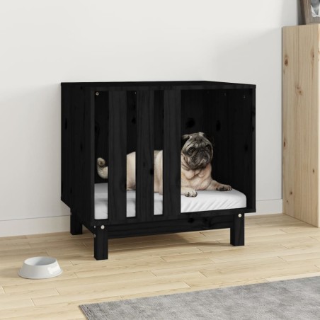 vidaXL Hundehütte Schwarz 60x45x57 cm Massivholz Kiefer
