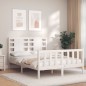 vidaXL Massivholzbett mit Kopfteil Weiß 140x190 cm vidaXL Massivholzbett mit Kopfteil Weiß 140x190 cm