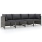 4-Sitzer-Gartensofa mit Kissen Grau Poly Rattan 4-Sitzer-Gartensofa mit Kissen Grau Poly Rattan