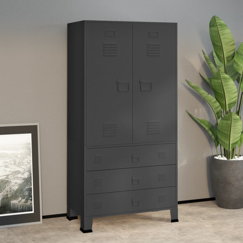 vidaXL Industrial Kleiderschrank Anthrazit 90x50x180 cm Metall vidaXL Industrial Kleiderschrank Anthrazit 90x50x180 cm Metall