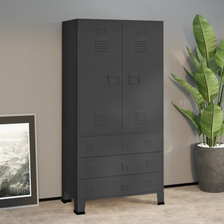 vidaXL Industrial Kleiderschrank Anthrazit 90x50x180 cm Metall