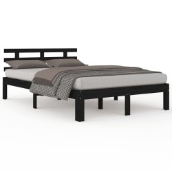 vidaXL Massivholzbett Schwarz 140x200 cm