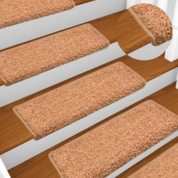 vidaXL Teppich-Treppenstufen 15 Stk. 65x21x4 cm Braun