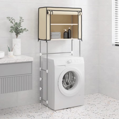 vidaXL Waschmaschinenregal 2 Ablagen Creme 71x29,5x170,5 cm Eisen