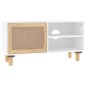 vidaXL TV-Schrank Weiß 80x30x40 cm Massivholz Kiefer und Natur-Rattan vidaXL TV-Schrank Weiß 80x30x40 cm Massivholz Kiefer und Natur-Rattan