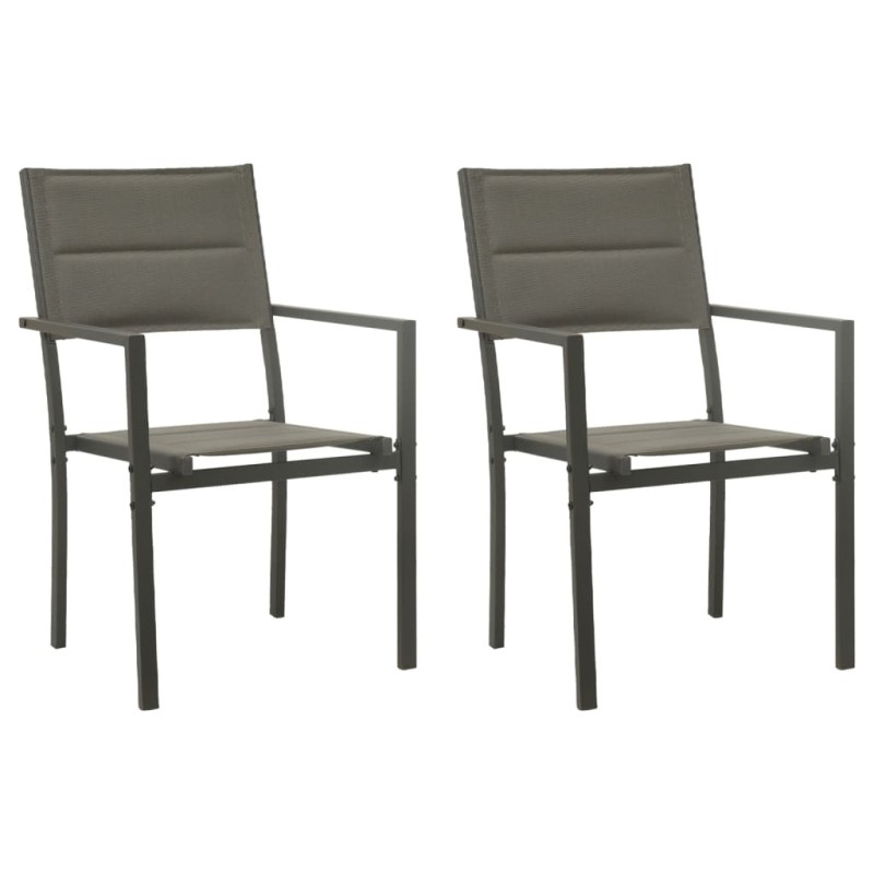vidaXL Gartenstühle 2 Stk. Textilene und Stahl Grau und Anthrazit vidaXL Gartenstühle 2 Stk. Textilene und Stahl Grau und Anthrazit