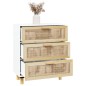 vidaXL Sideboard Weiß 60x30x70 cm Massivholz Kiefer und Natur-Rattan vidaXL Sideboard Weiß 60x30x70 cm Massivholz Kiefer und Natur-Rattan