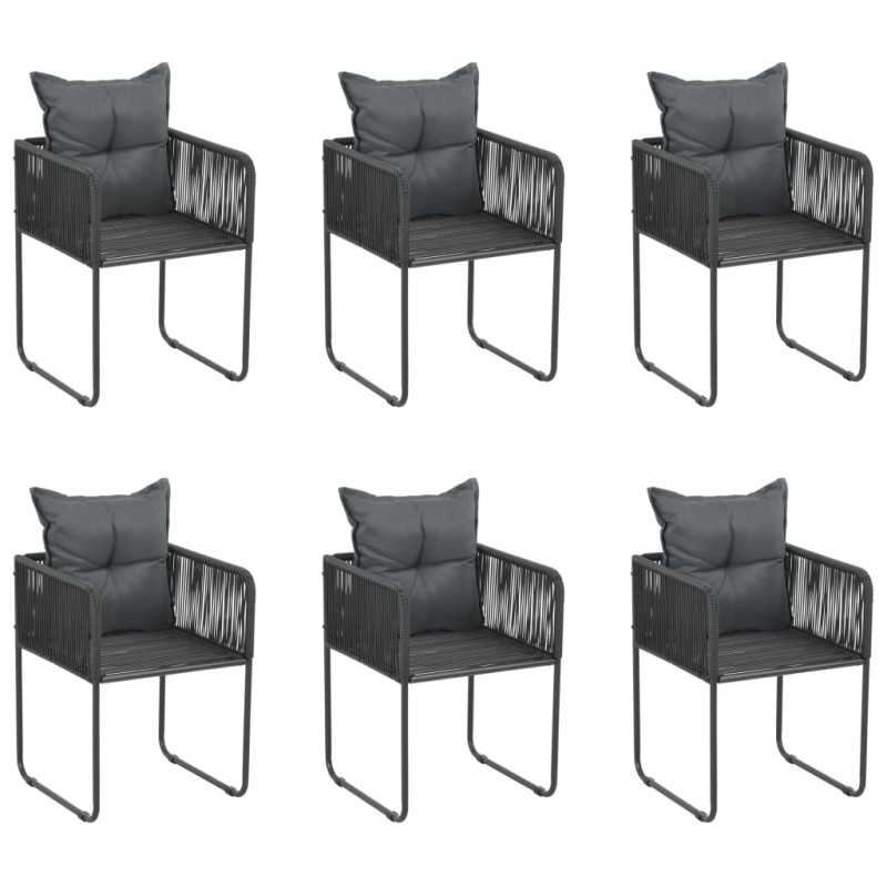 Gartenstühle 6 Stk. mit Kissen Poly Rattan Schwarz Gartenstühle 6 Stk. mit Kissen Poly Rattan Schwarz