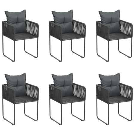 Gartenstühle 6 Stk. mit Kissen Poly Rattan Schwarz