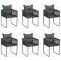 Gartenstühle 6 Stk. mit Kissen Poly Rattan Schwarz Gartenstühle 6 Stk. mit Kissen Poly Rattan Schwarz
