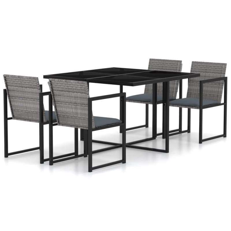 5-tlg. Garten-Essgruppe mit Kissen Poly Rattan Grau 5-tlg. Garten-Essgruppe mit Kissen Poly Rattan Grau