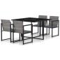 5-tlg. Garten-Essgruppe mit Kissen Poly Rattan Grau 5-tlg. Garten-Essgruppe mit Kissen Poly Rattan Grau
