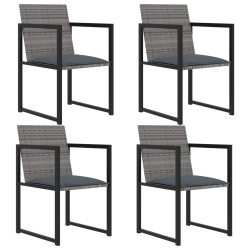 5-tlg. Garten-Essgruppe mit Kissen Poly Rattan Grau