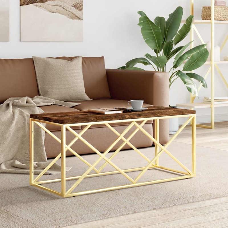 vidaXL Couchtisch Edelstahl und Altholz Massiv vidaXL Couchtisch Edelstahl und Altholz Massiv