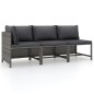 3-tlg. Garten-Lounge-Set mit Kissen Poly Rattan Grau 3-tlg. Garten-Lounge-Set mit Kissen Poly Rattan Grau