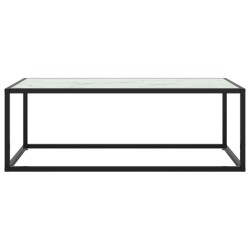 vidaXL Couchtisch Schwarz mit Weißem Glas in Marmor-Optik 100x50x35 cm