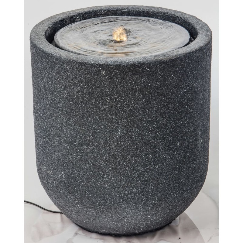HEISSNER Terrassenbrunnen mit LED Zylinderform 41x41x45 cm Schwarz HEISSNER Terrassenbrunnen mit LED Zylinderform 41x41x45 cm Schwarz
