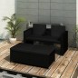 3-tlg. Garten-Lounge-Set mit Auflagen Poly Rattan Schwarz 3-tlg. Garten-Lounge-Set mit Auflagen Poly Rattan Schwarz